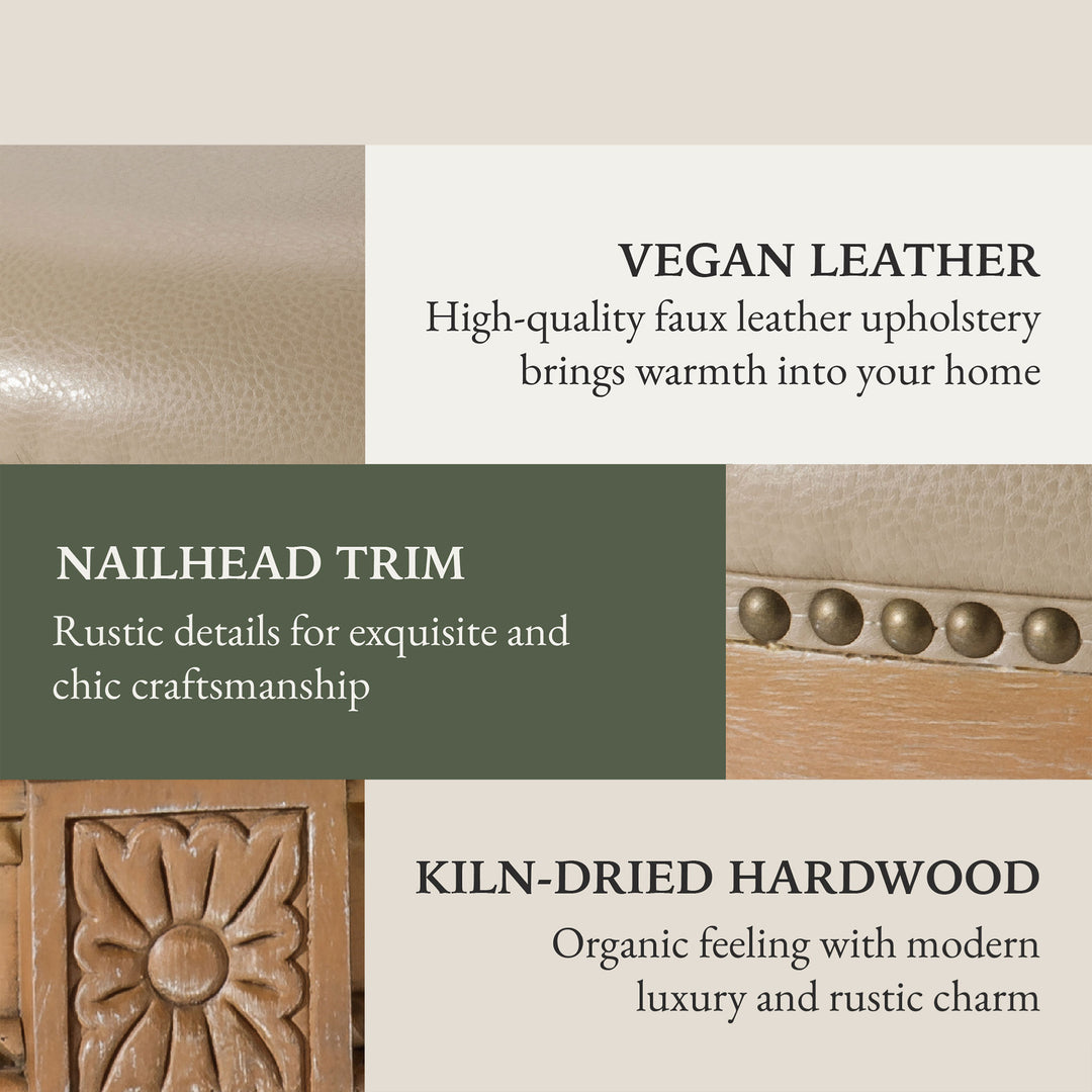 Maven Lane Stool in Weathered Oak Finish w/ Avanti Bone Vegan Leather (Used) - VMInnovations