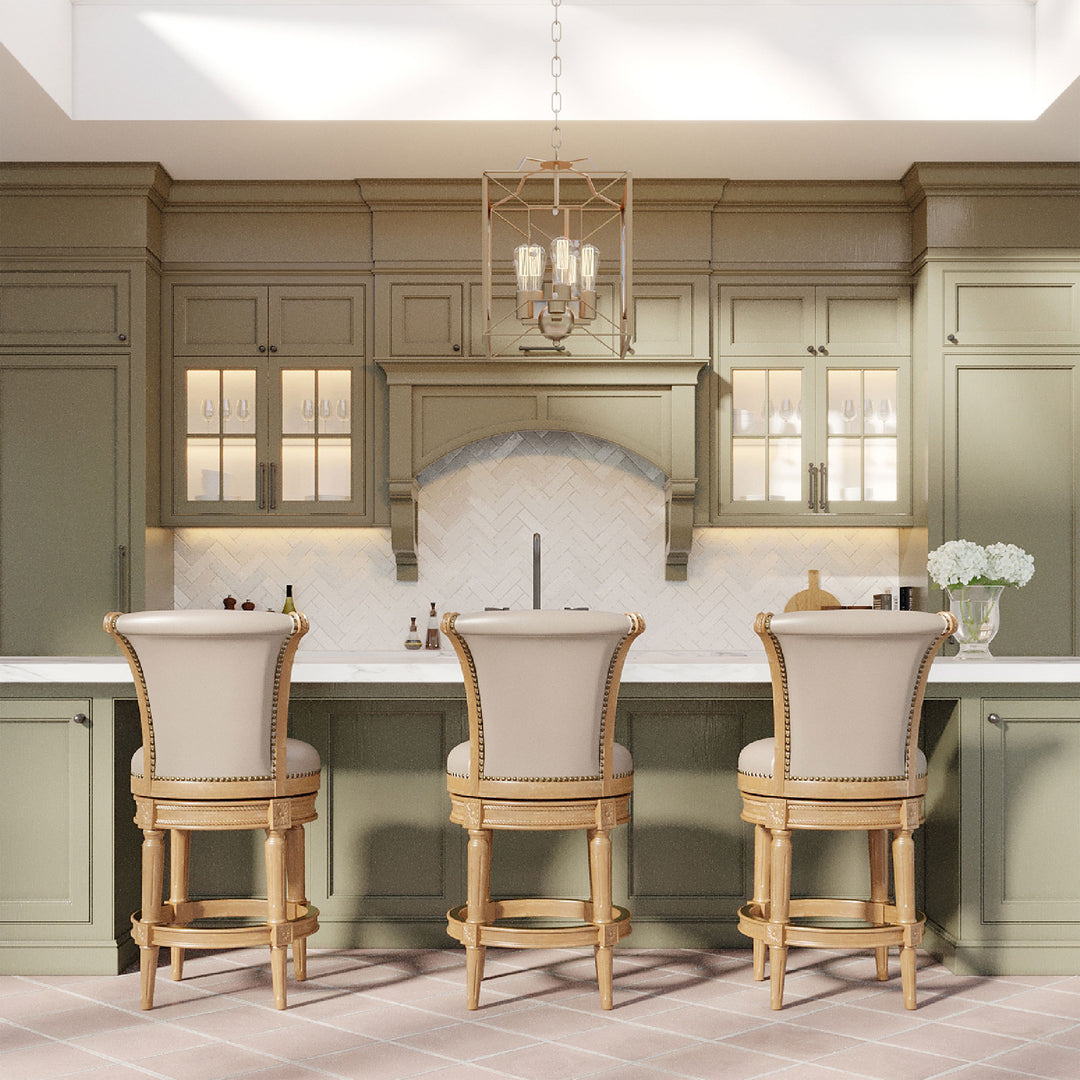 Maven Lane Pullman Weathered Oak Finish w/ Avanti Bone Vegan Leather (Open Box) - VMInnovations