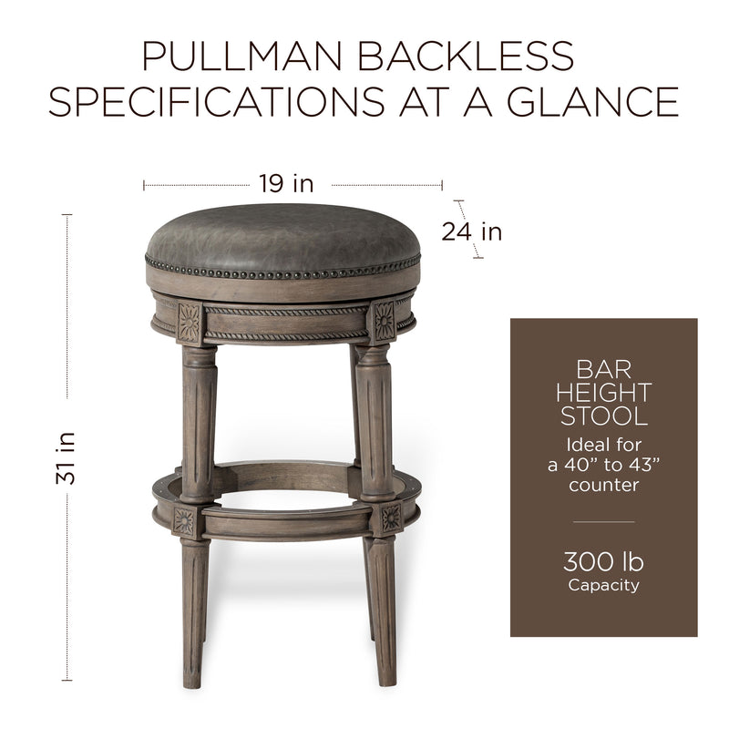 Maven Lane Pullman Backless Bar Stool in Reclaimed Oak Finish w/ Ronan Stone Vegan Leather