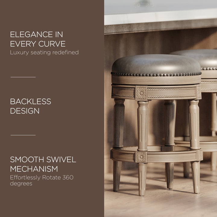 Maven Lane Stool in Reclaimed Oak Finish w/ Ronan Stone Vegan Leather (Open Box) - VMInnovations
