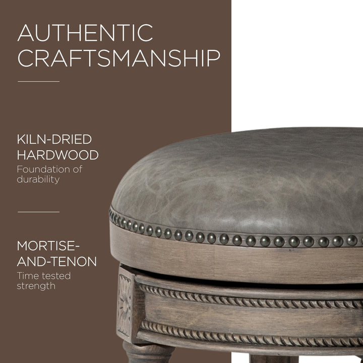 Maven Lane Stool in Reclaimed Oak Finish w/ Ronan Stone Vegan Leather (Open Box) - VMInnovations