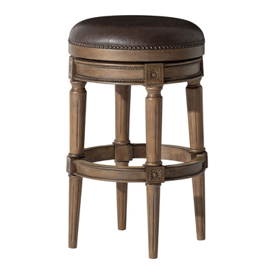 Maven Lane Backless Bar Stool in Walnut Finish w/Saddle Vegan Leather (Used) - VMInnovations
