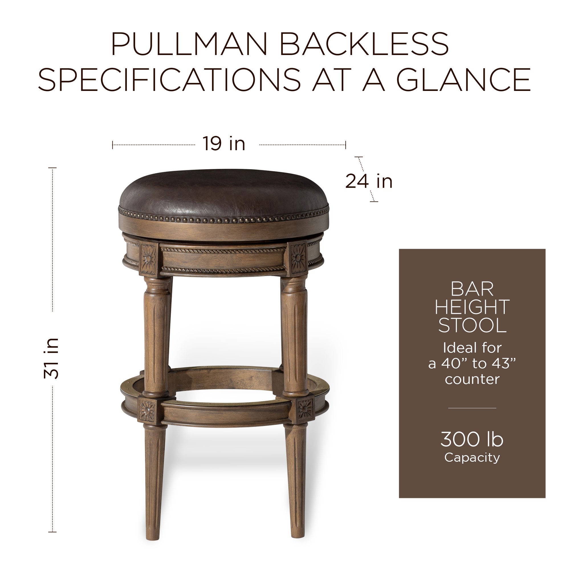 Maven Lane Pullman Backless Bar Stool in Walnut Finish w/ Marksman Saddle Vegan Leather - VMInnovations