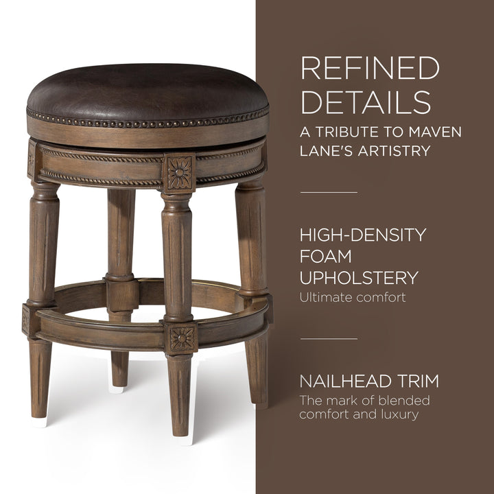 Maven Lane Pullman Backless Counter Stool in Walnut Finish w/ Marksman Saddle Vegan Leather