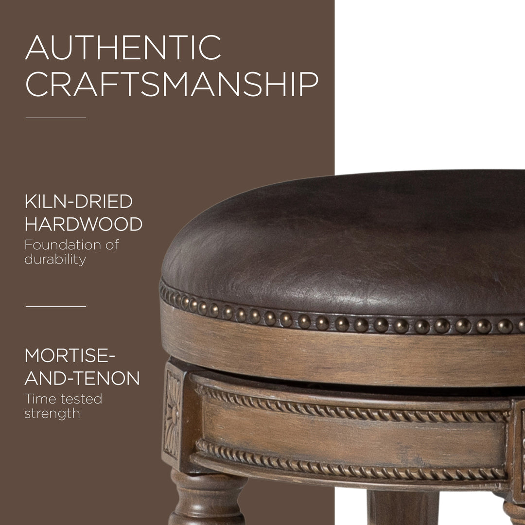 Maven Lane Backless Counter Stool in Walnut Finish w/Saddle Vegan Leather (Used) - VMInnovations