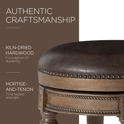 Maven Lane Backless Counter Stool Walnut Finish w/Saddle Vegan Leather(Open Box) - VMInnovations