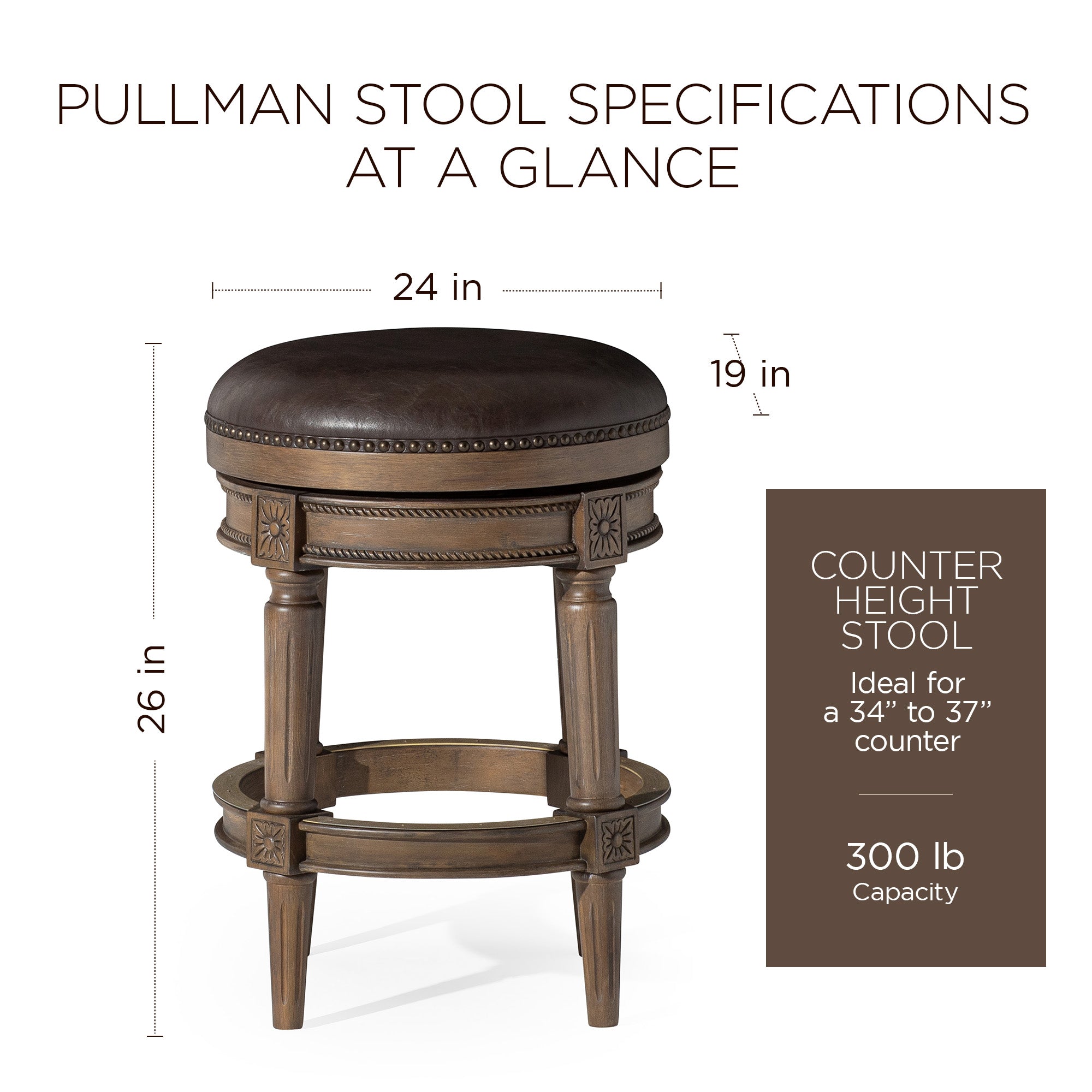 Maven Lane Backless Counter Stool Walnut Finish w/Saddle Vegan Leather(Open Box) - VMInnovations