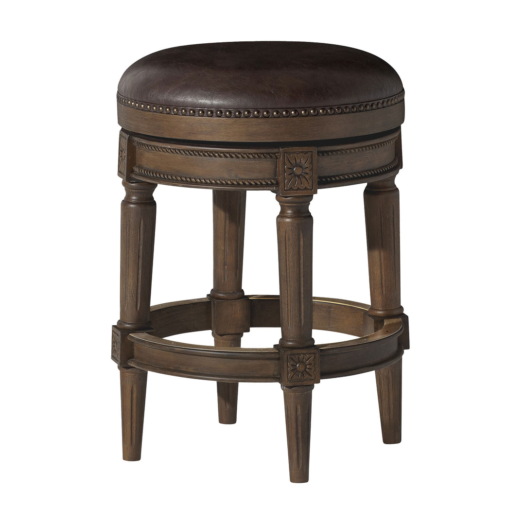 Maven Lane Backless Counter Stool in Walnut Finish w/Saddle Vegan Leather (Used) - VMInnovations