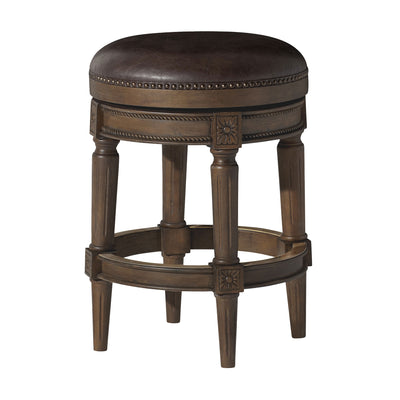 Maven Lane Backless Counter Stool Walnut Finish w/Saddle Vegan Leather(Open Box) - VMInnovations