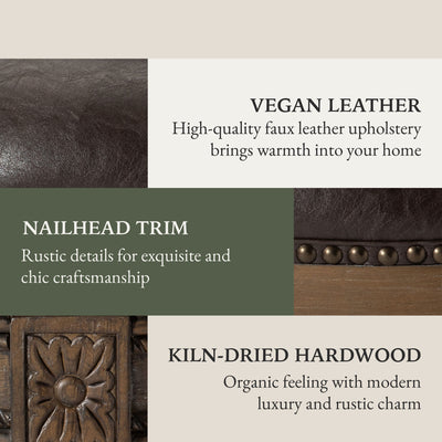 Maven Lane Pullman Counter Stool in Walnut Finish w/ Vegan Leather (Open Box) - VMInnovations
