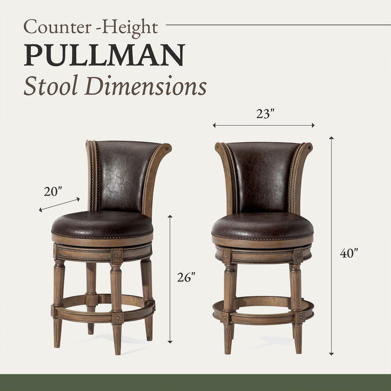 Maven Lane Pullman Counter Stool in Walnut Finish w/ Marksman Saddle Vegan Leather