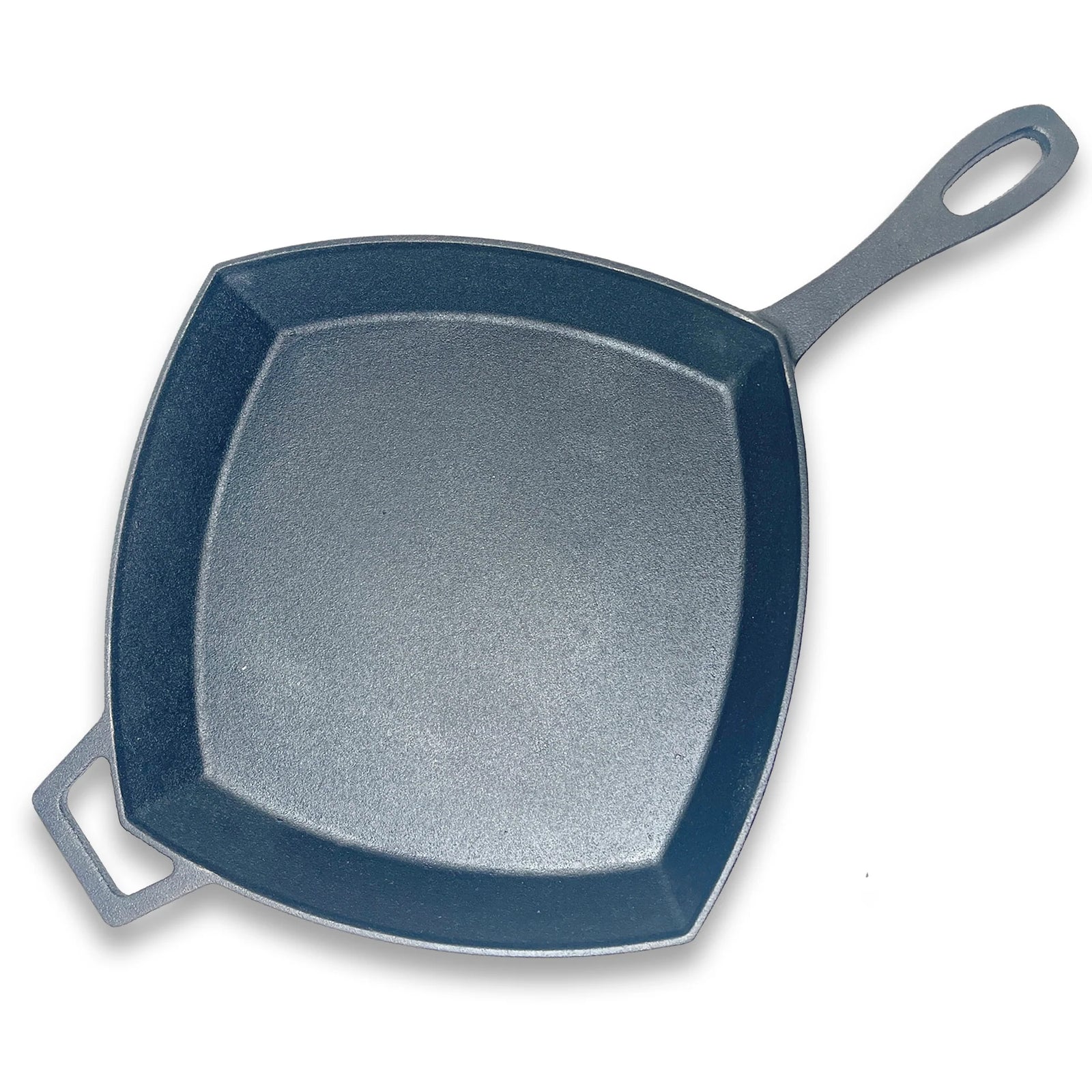 Bayou Classic 12 Inch Square Cast Iron Cooking Skillet Pan with Helper Handle - VMInnovations
