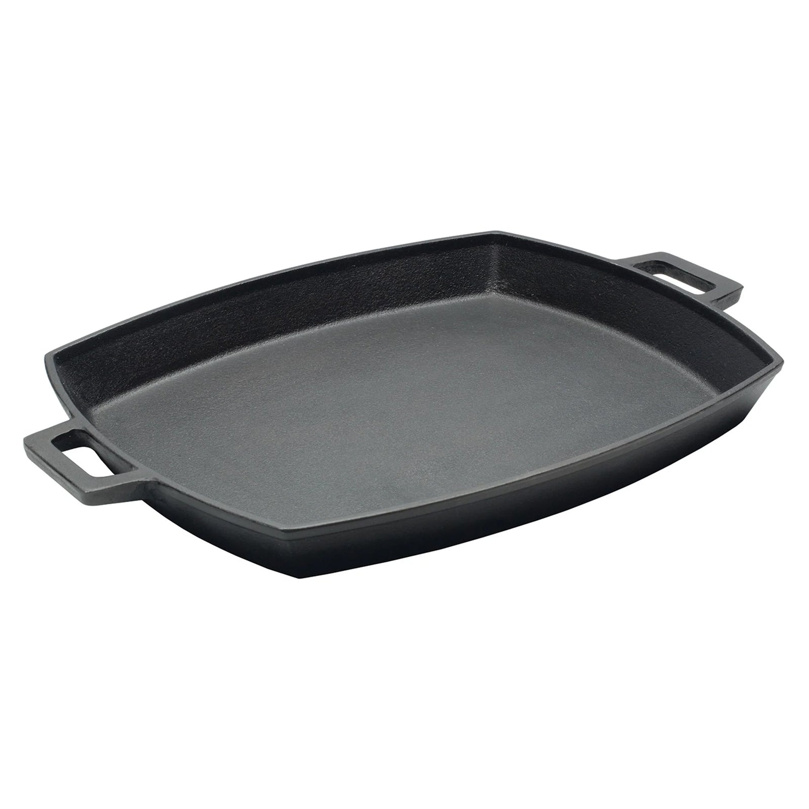 Bayou Classic 12 x 14 Inch Cast Iron Shallow Pan with Wide Loop Handles, Black - VMInnovations
