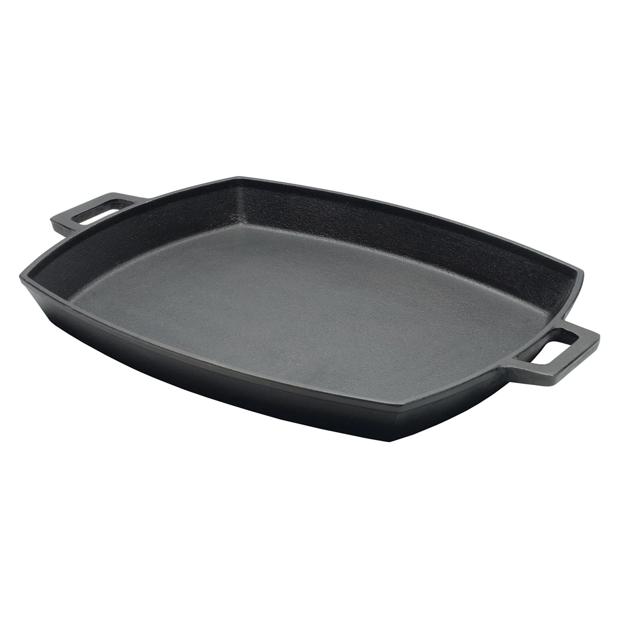 Bayou Classic 12 x 14 Inch Cast Iron Shallow Pan with Wide Loop Handles, Black - VMInnovations