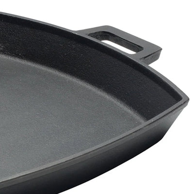 Bayou Classic 12 x 14 Inch Cast Iron Shallow Pan with Wide Loop Handles, Black