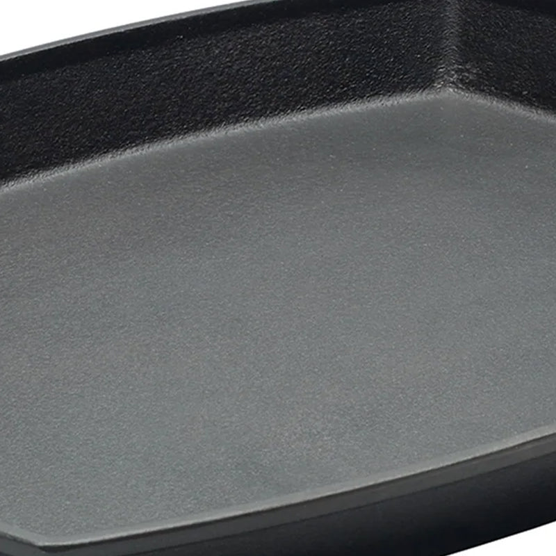 Bayou Classic 12 x 14 Inch Cast Iron Shallow Pan with Wide Loop Handles, Black