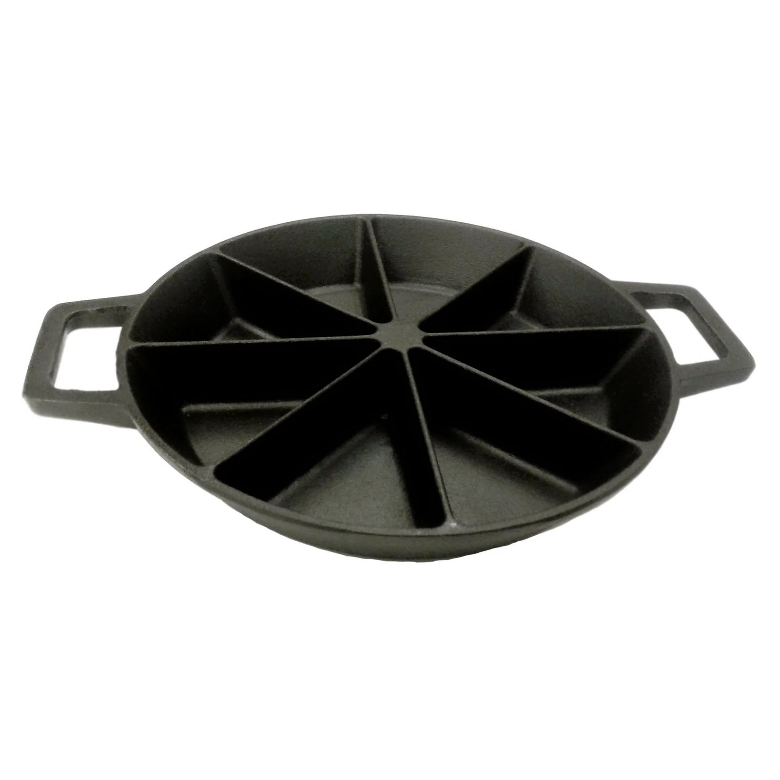 Bayou Classic 10" Round Cast Iron Wedge Cornbread Skillet Pan with Loop Handles - VMInnovations