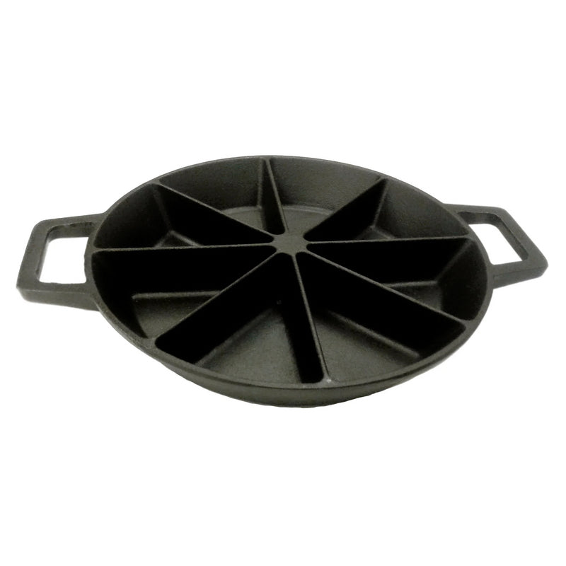 Bayou Classic 10" Round Cast Iron Wedge Cornbread Skillet Pan with Loop Handles