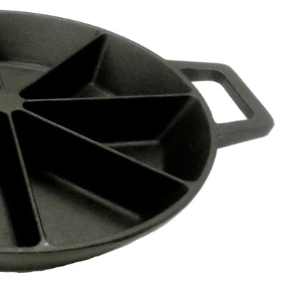 Bayou Classic 10" Round Cast Iron Wedge Cornbread Skillet Pan with Loop Handles