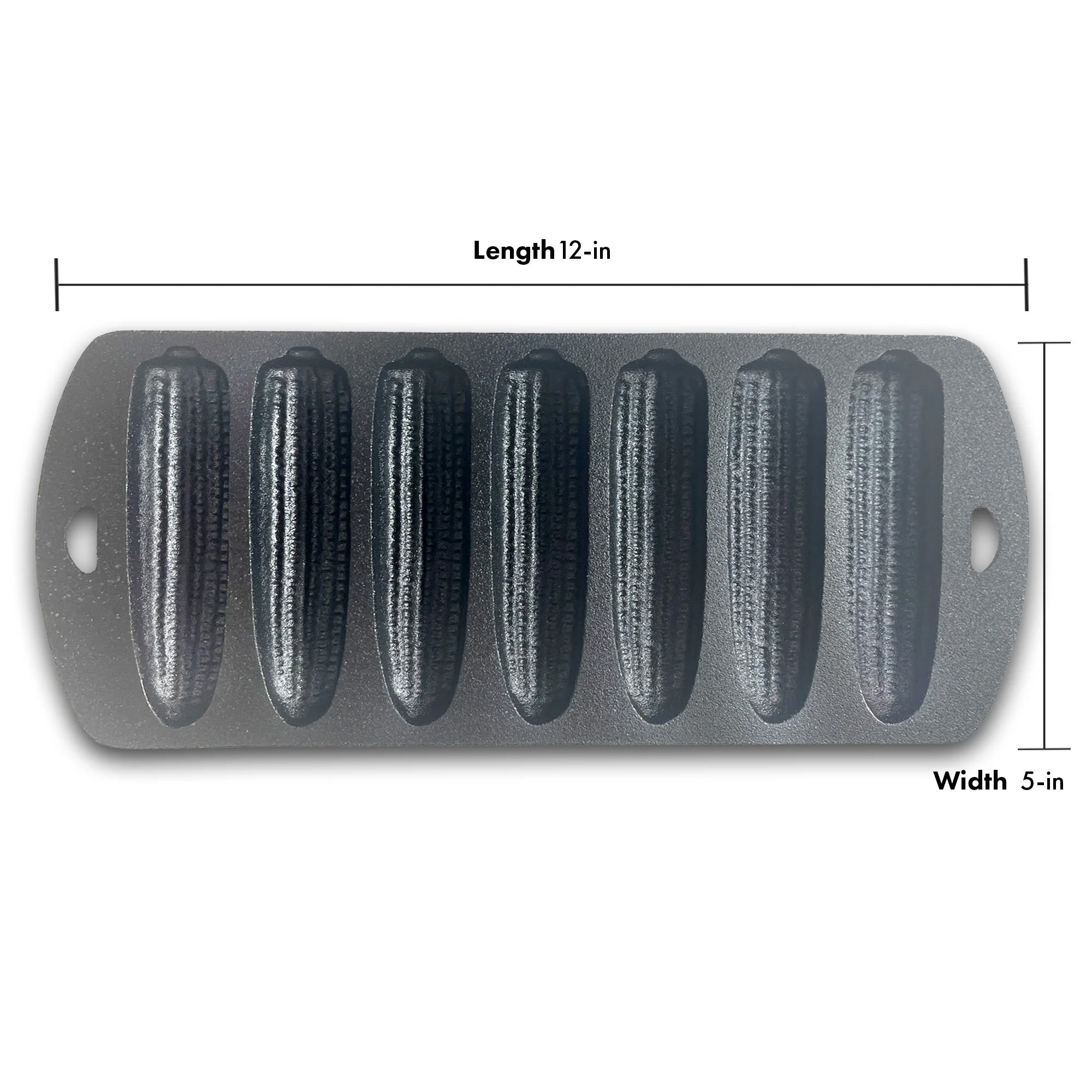 Bayou Classic 12 x 5 Inch Heavy Duty Cast Iron Cornbread Pan with 7 Molds, Black - VMInnovations