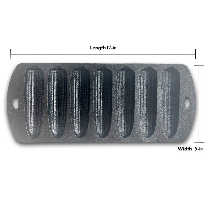 Bayou Classic 12x5" Heavy Duty Cast Iron Cornbread Pan with 7 Molds, Black(Used) - VMInnovations