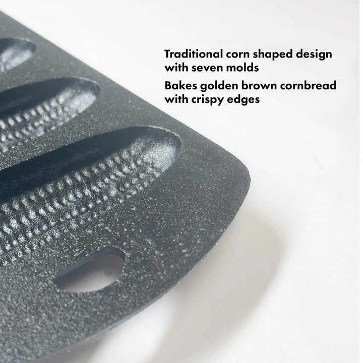 Bayou Classic 12x5" Heavy Duty Cast Iron Cornbread Pan with 7 Molds, Black(Used)