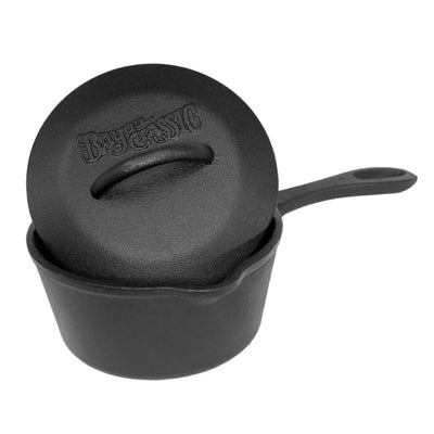 Bayou Classic 1 Qt Cast Iron Covered Sauce Pot with Self-Basting Lid,Black(Used)