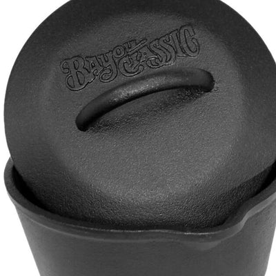 Bayou Classic 1 Quart Cast Iron Covered Sauce Pot with Self-Basting Lid, Black