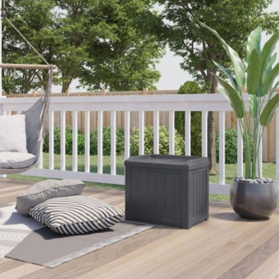 Suncast SS601C 22 Gallon Outdoor Patio Small Deck Box w/ Storage Seat,Cyberspace (Damaged)