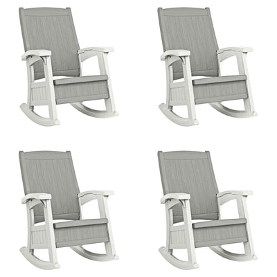Suncast Outdoor Portable Patio Rocking Chair w/ Seat Storage, Dove Gray (4 Pack)