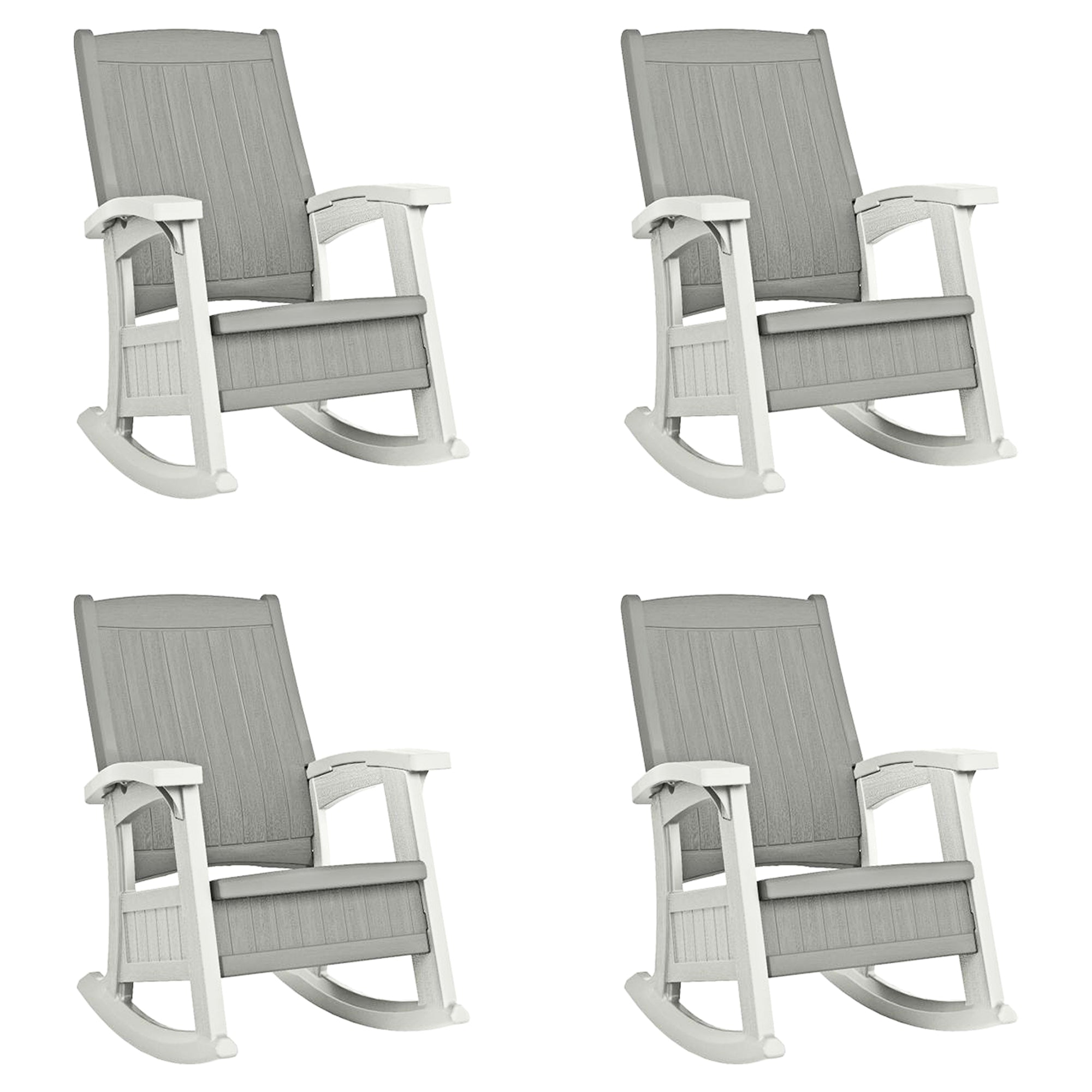 Suncast Outdoor Portable Patio Rocking Chair w/ Seat Storage, Dove Gray (4 Pack) - VMInnovations