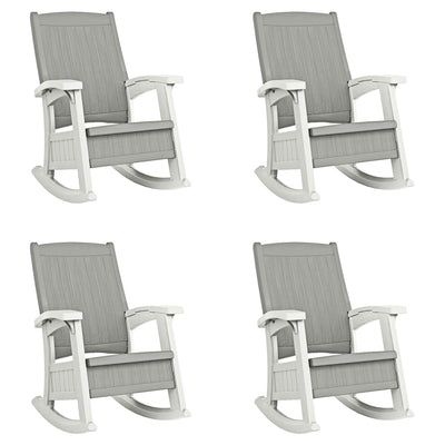 Suncast Outdoor Portable Patio Rocking Chair w/ Seat Storage, Dove Gray (4 Pack) - VMInnovations