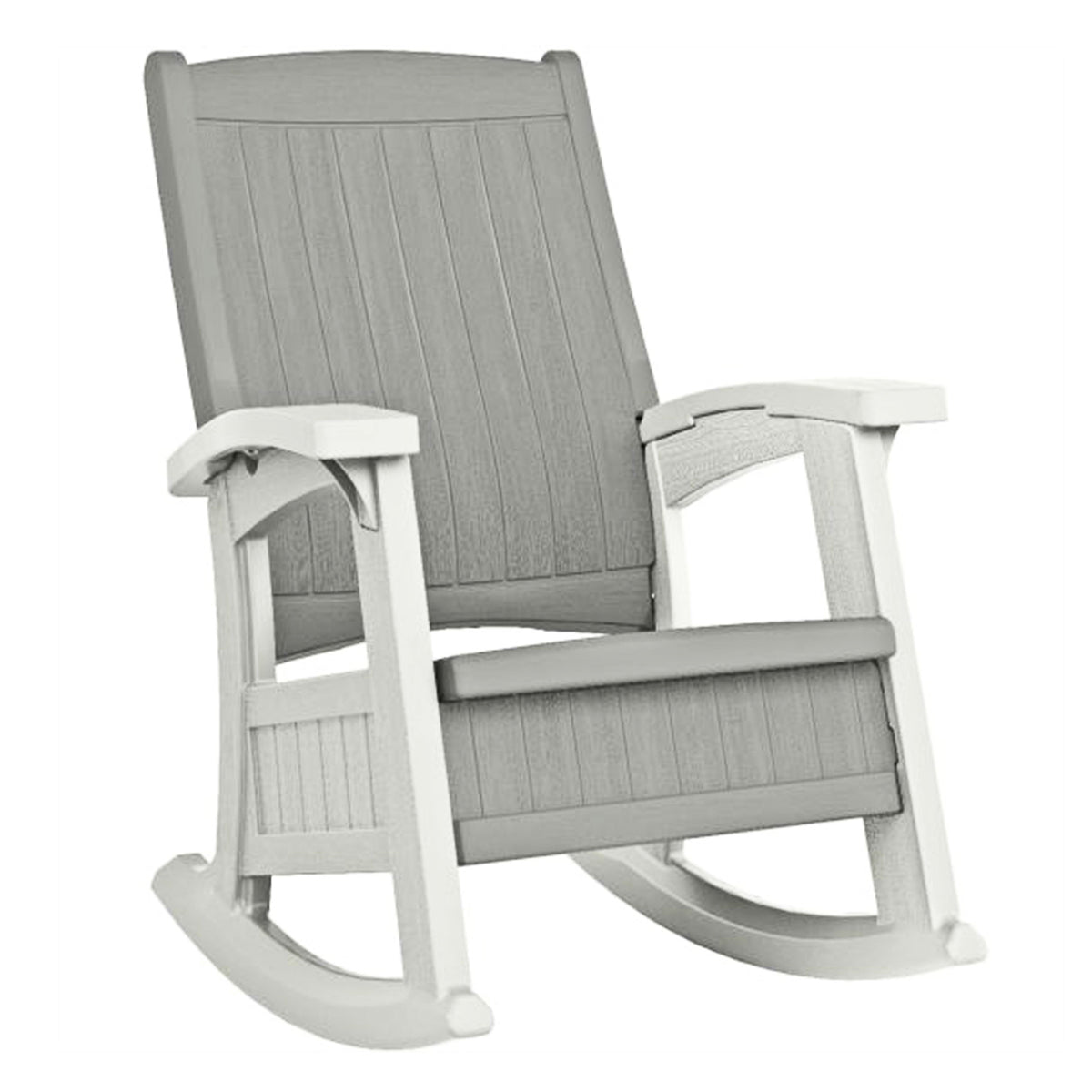 Suncast Outdoor Portable Patio Rocking Chair w/ Seat Storage, Dove Gray (4 Pack)