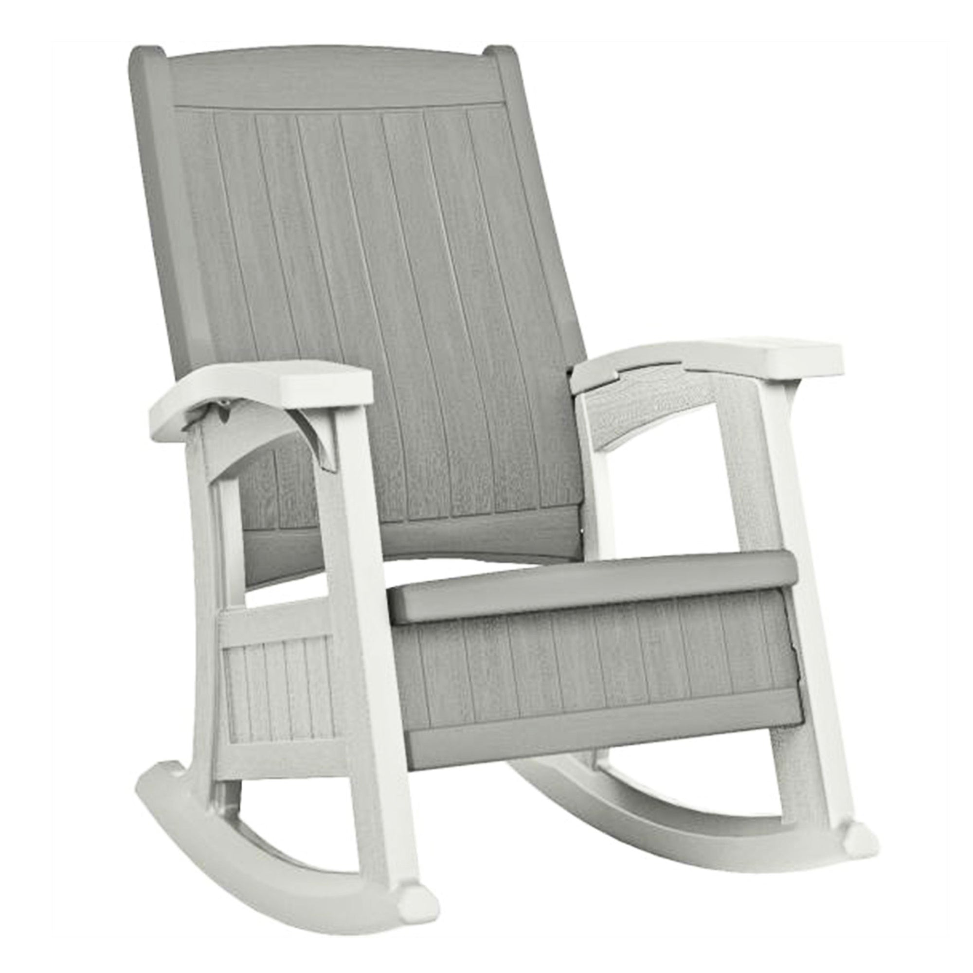 Suncast Outdoor Portable Patio Rocking Chair w/ Seat Storage, Dove Gray (4 Pack) - VMInnovations