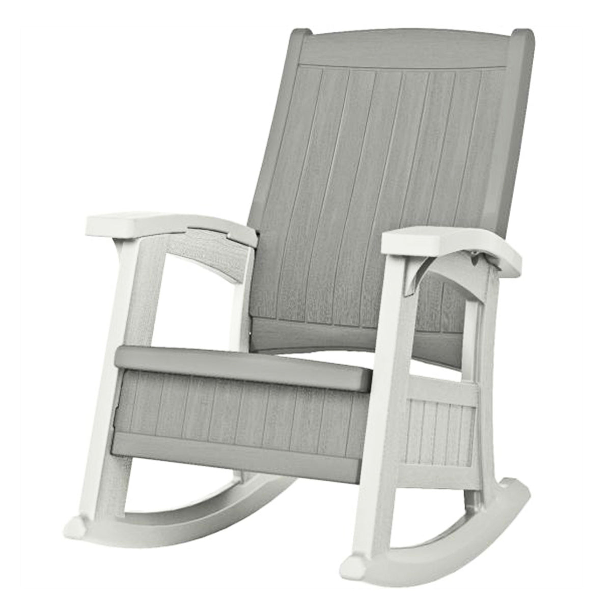Suncast Outdoor Portable Patio Rocking Chair w/ Seat Storage, Dove Gray (4 Pack)