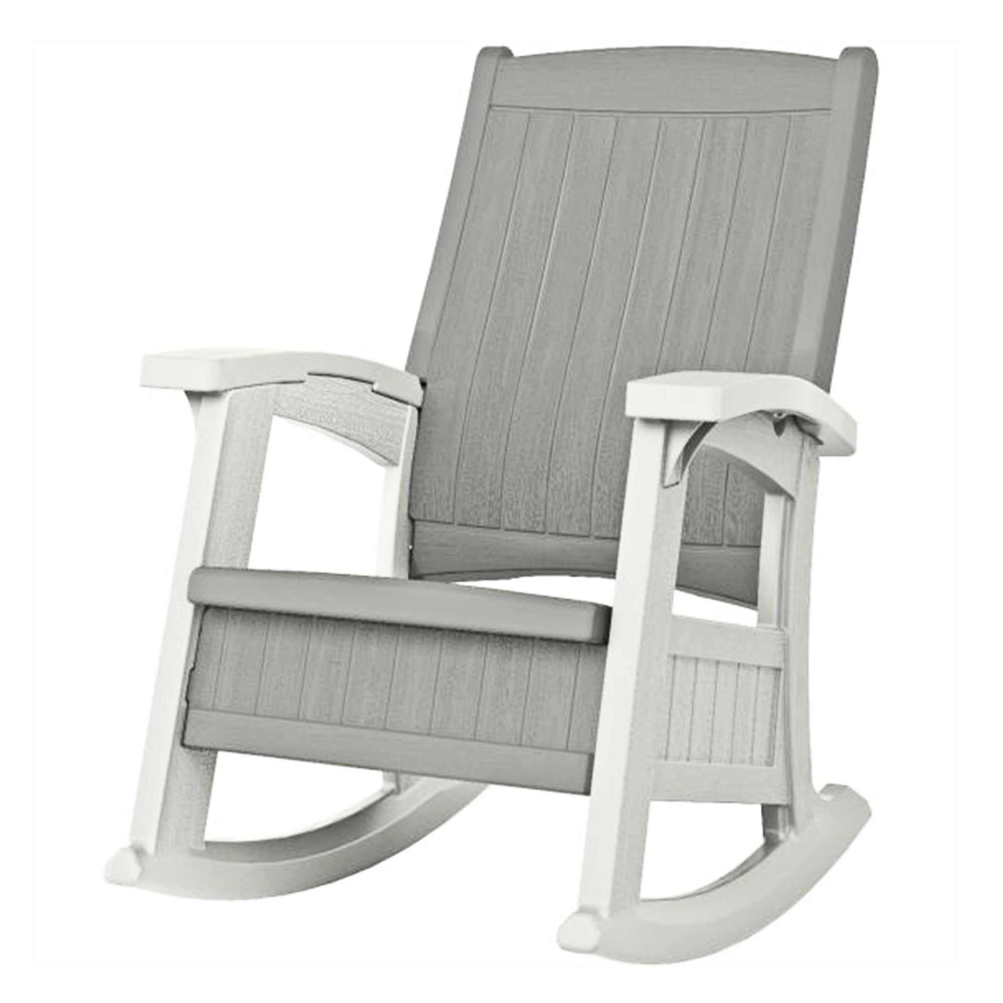 Suncast Outdoor Portable Patio Rocking Chair w/ Seat Storage, Dove Gray (4 Pack) - VMInnovations
