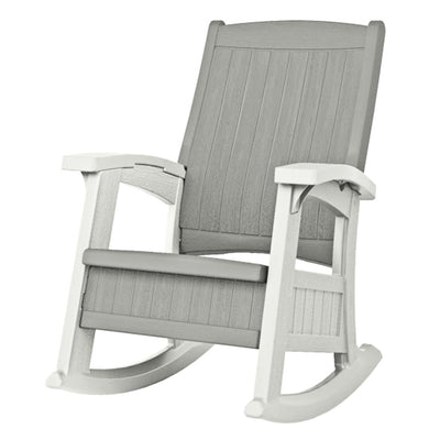 Suncast Outdoor Portable Patio Rocking Chair w/ Seat Storage, Dove Gray (4 Pack) - VMInnovations