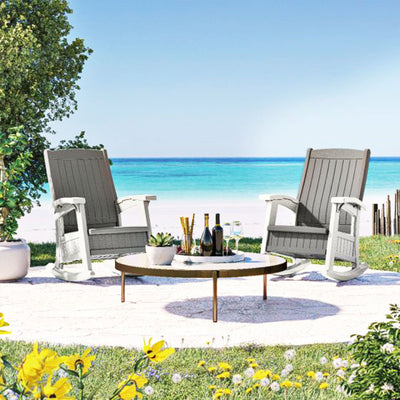 Suncast Outdoor Portable Patio Rocking Chair w/ Seat Storage, Dove Gray (4 Pack) - VMInnovations