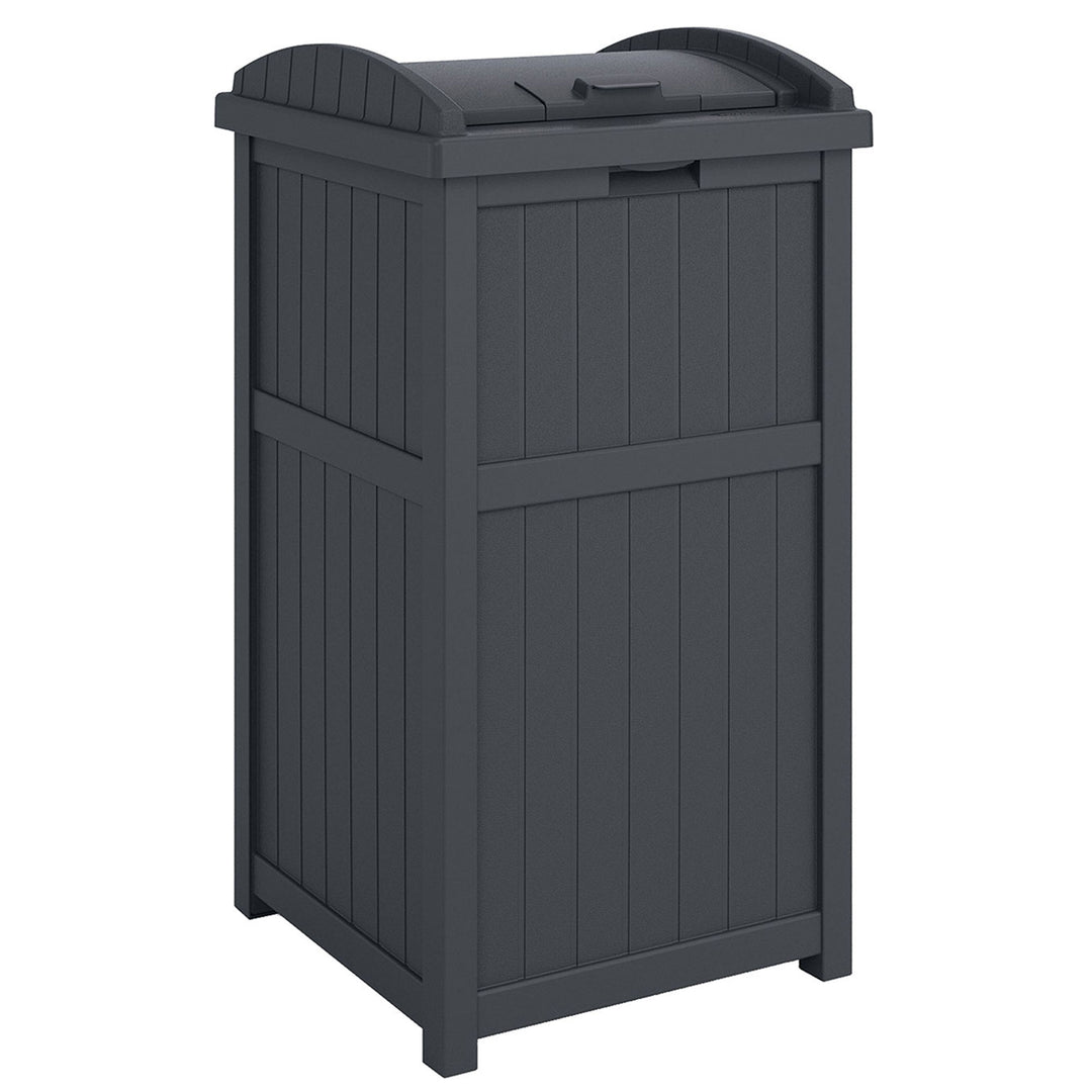 Suncast 22 Gallon Outdoor Small Deck Box & 30 Gallon Trash Waste Bin, Cyberspace