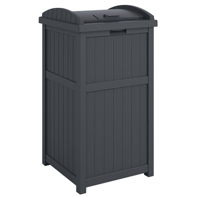 Suncast 22 Gallon Outdoor Small Deck Box & 30 Gallon Trash Waste Bin, Cyberspace - VMInnovations
