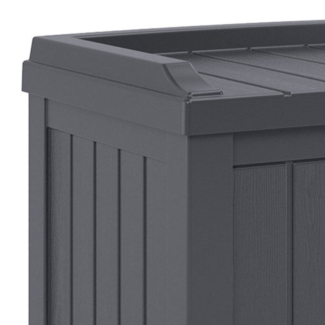 Suncast 22 Gallon Outdoor Small Deck Box & 30 Gallon Trash Waste Bin, Cyberspace