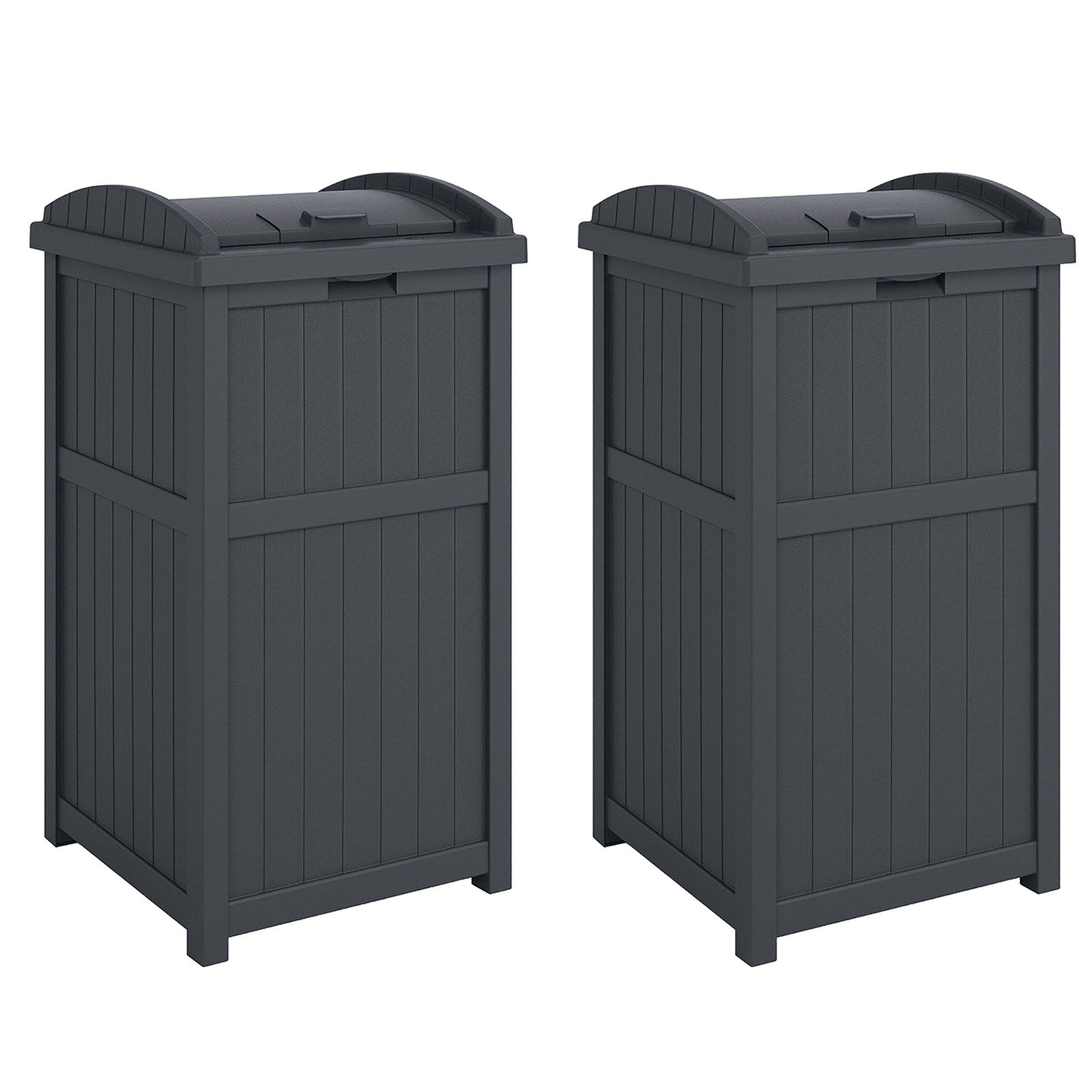 Suncast 30 Gallon Hideaway Trash Waste Bins for Outdoor, Cyberspace (2 Pack) - VMInnovations