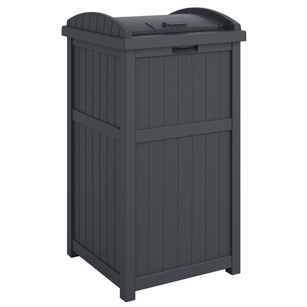 Suncast 30 Gallon Hideaway Trash Waste Bins for Outdoor, Cyberspace (2 Pack)