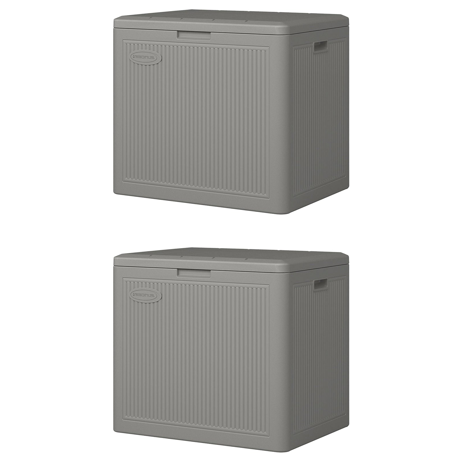 Suncast 22 Gallon Indoor Outdoor Small Patio Deck Storage Box, Stoney (2 Pack) - VMInnovations