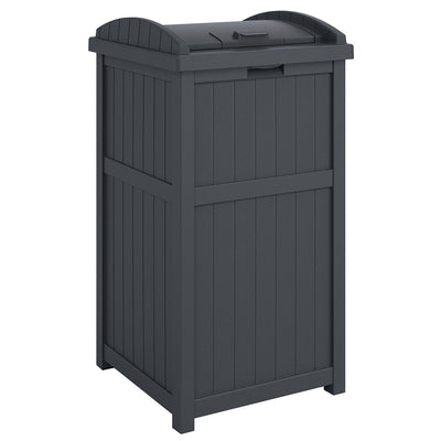 Suncast 30 Gallon Hideaway Trash Waste Bins for Outdoor, Cyberspace (3 Pack) - VMInnovations