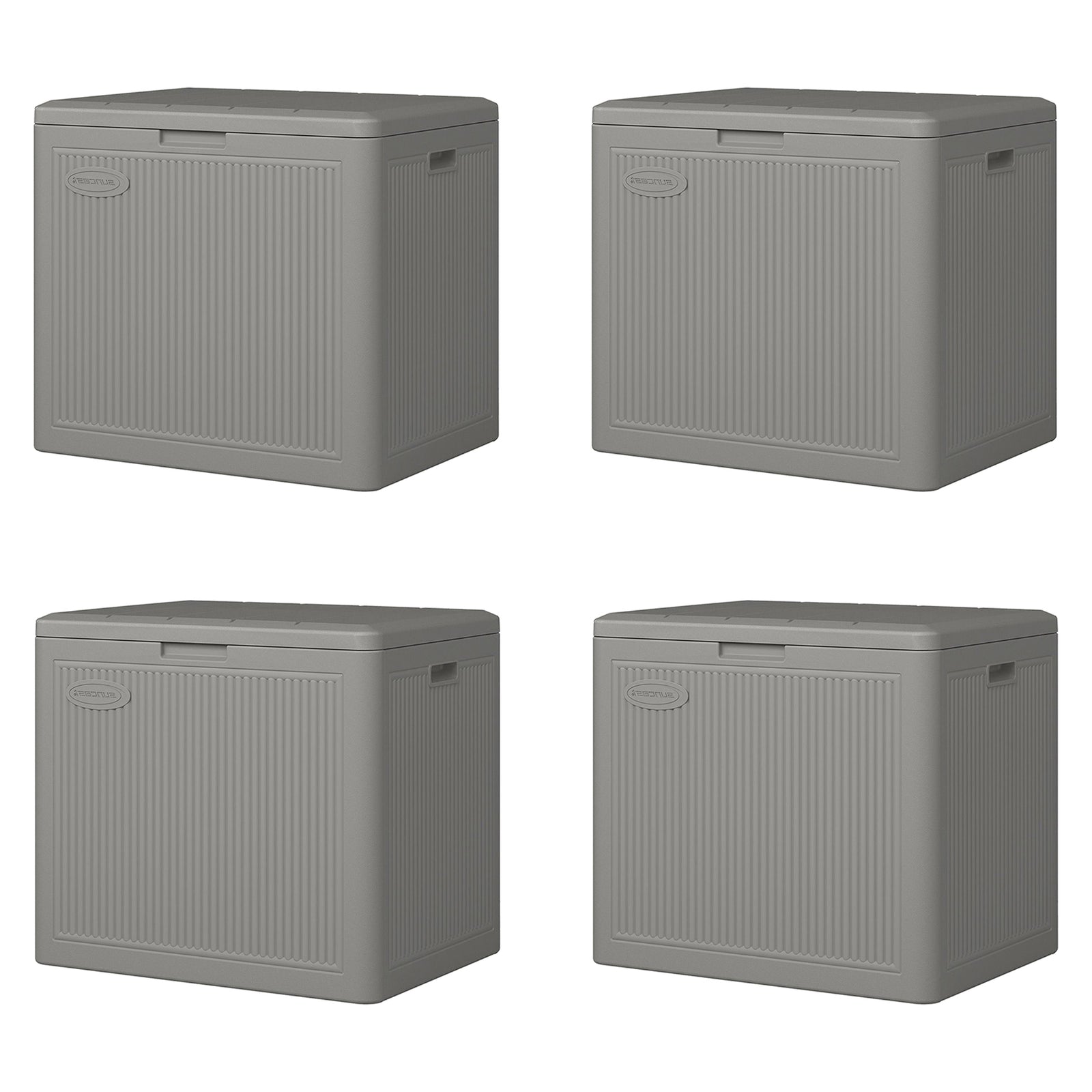 Suncast 22 Gallon Indoor Outdoor Small Patio Deck Storage Box, Stoney (4 Pack) - VMInnovations