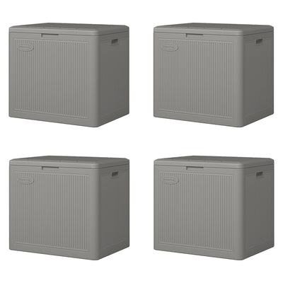 Suncast 22 Gallon Indoor Outdoor Small Patio Deck Storage Box, Stoney (4 Pack) - VMInnovations