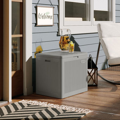 Suncast 22 Gallon Indoor Outdoor Small Patio Deck Storage Box, Stoney (4 Pack) - VMInnovations
