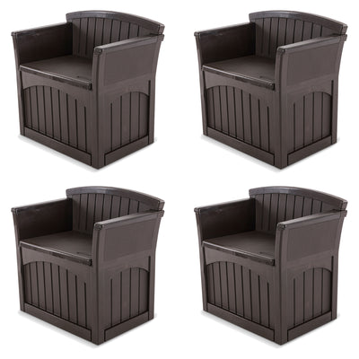 Suncast 31 Gallon Indoor and Outdoor Storage Patio Bench Chair, Java (4 Pack) - VMInnovations