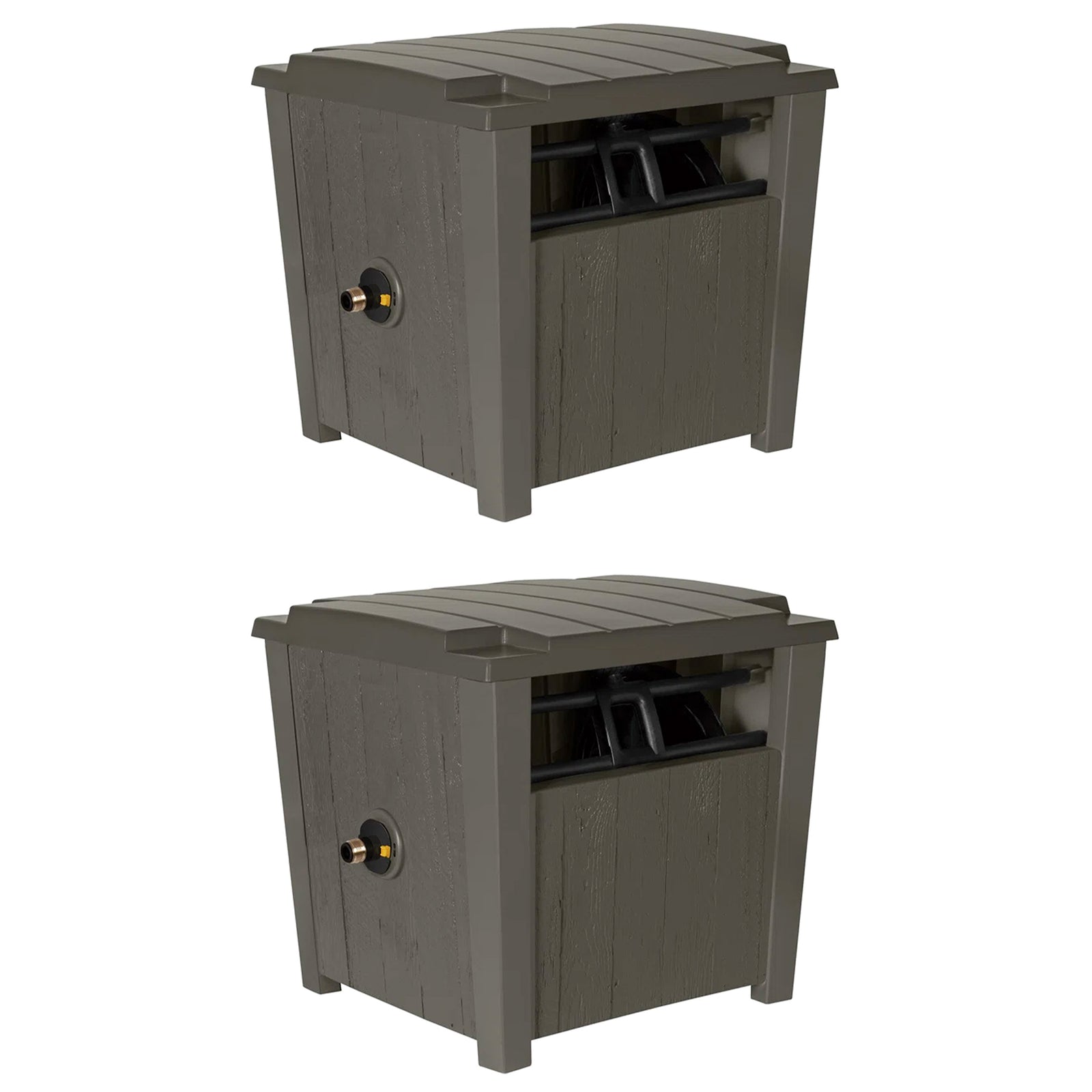 Suncast Farmington Hideaway Garden Hose Storage Pot Container, Stoney (2 Pack) - VMInnovations